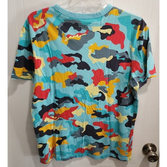 Champion Abstract Blue Camouflage AOP Logo Crewneck Short Sleeve T Shirt Size M - Picture 7 of 10